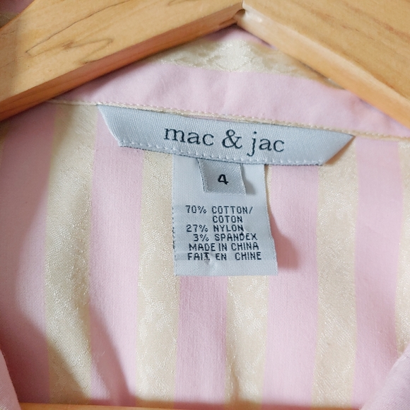 Mac & Jac Striped Collared Button Up Pink Blouse Shirt Sz 4 - Picture 5 of 5